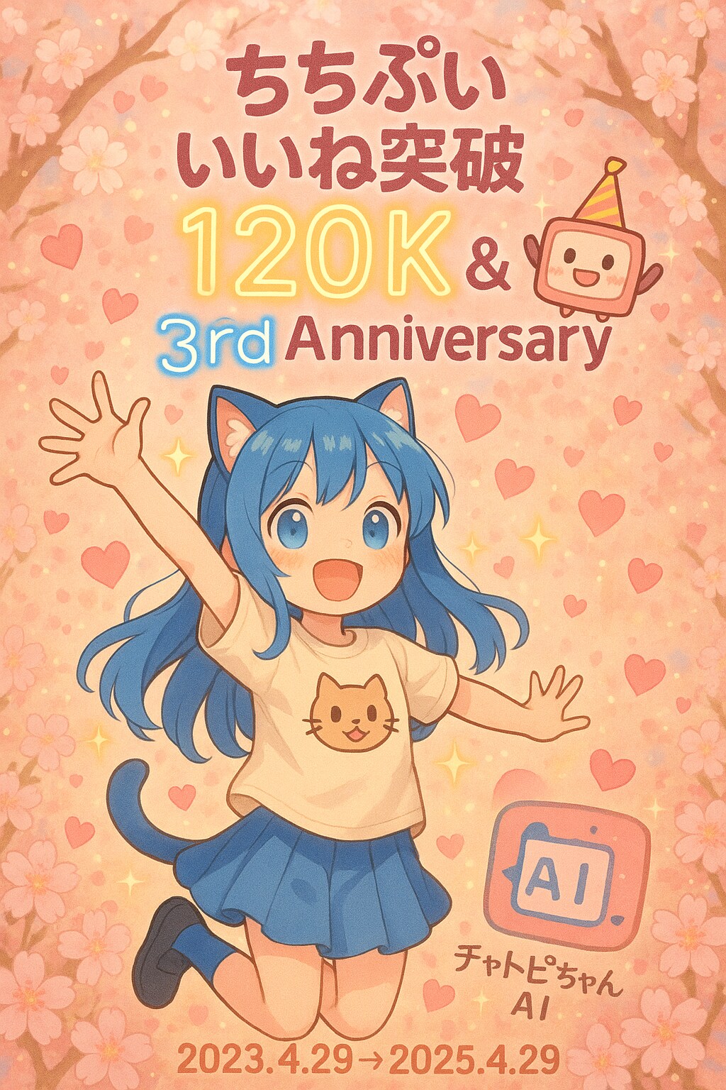 120kいいねありがとー　あとついでに登録３周年 （はげしくまちがえてたー）