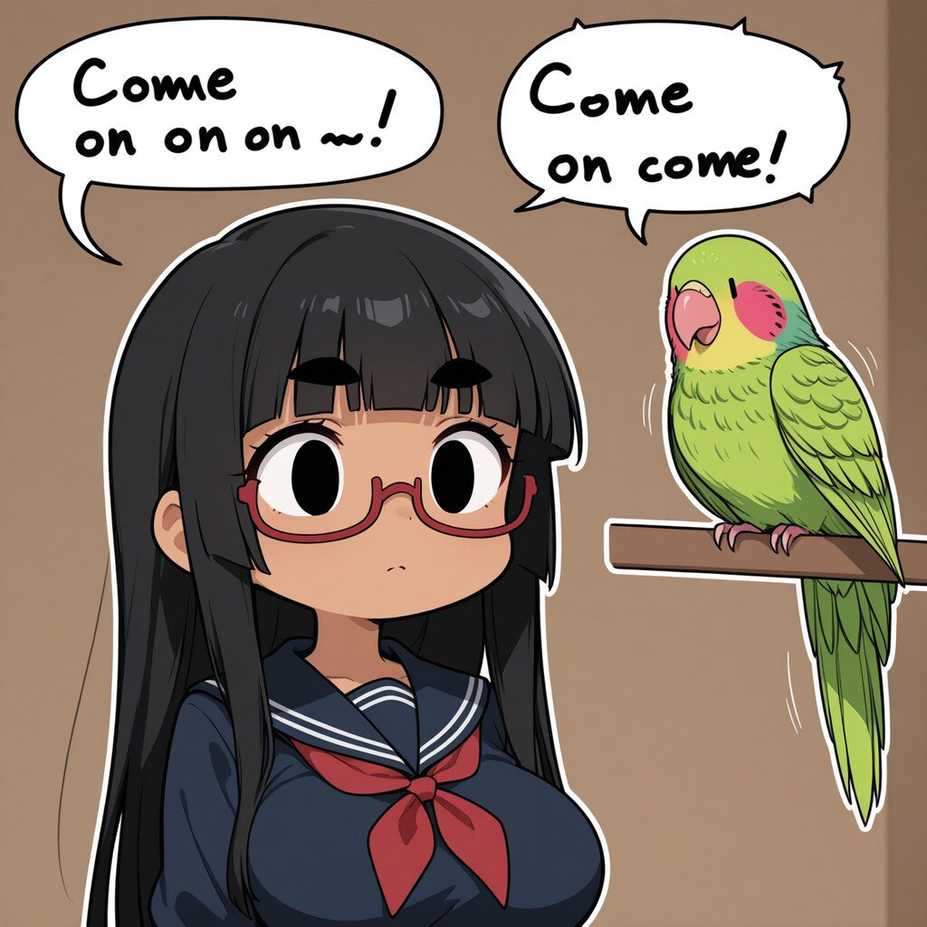 ぴーちゃんを呼びたいお姉ちゃん（英語表記）