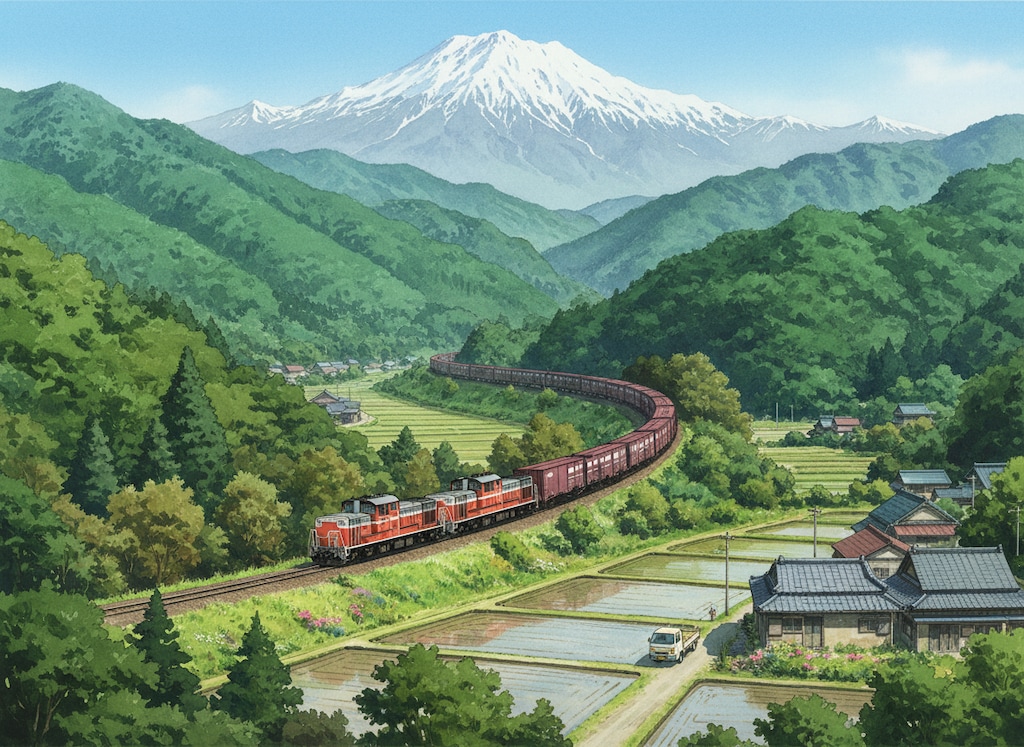 ローカル線の貨物列車