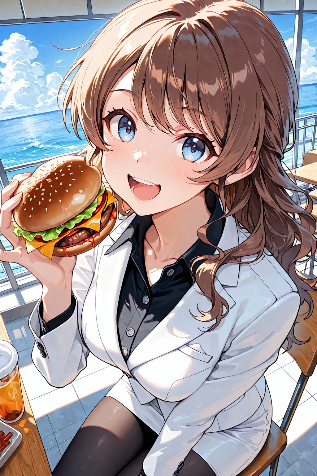 ハンバーガーを食べる脇役ちゃん(企画参加)