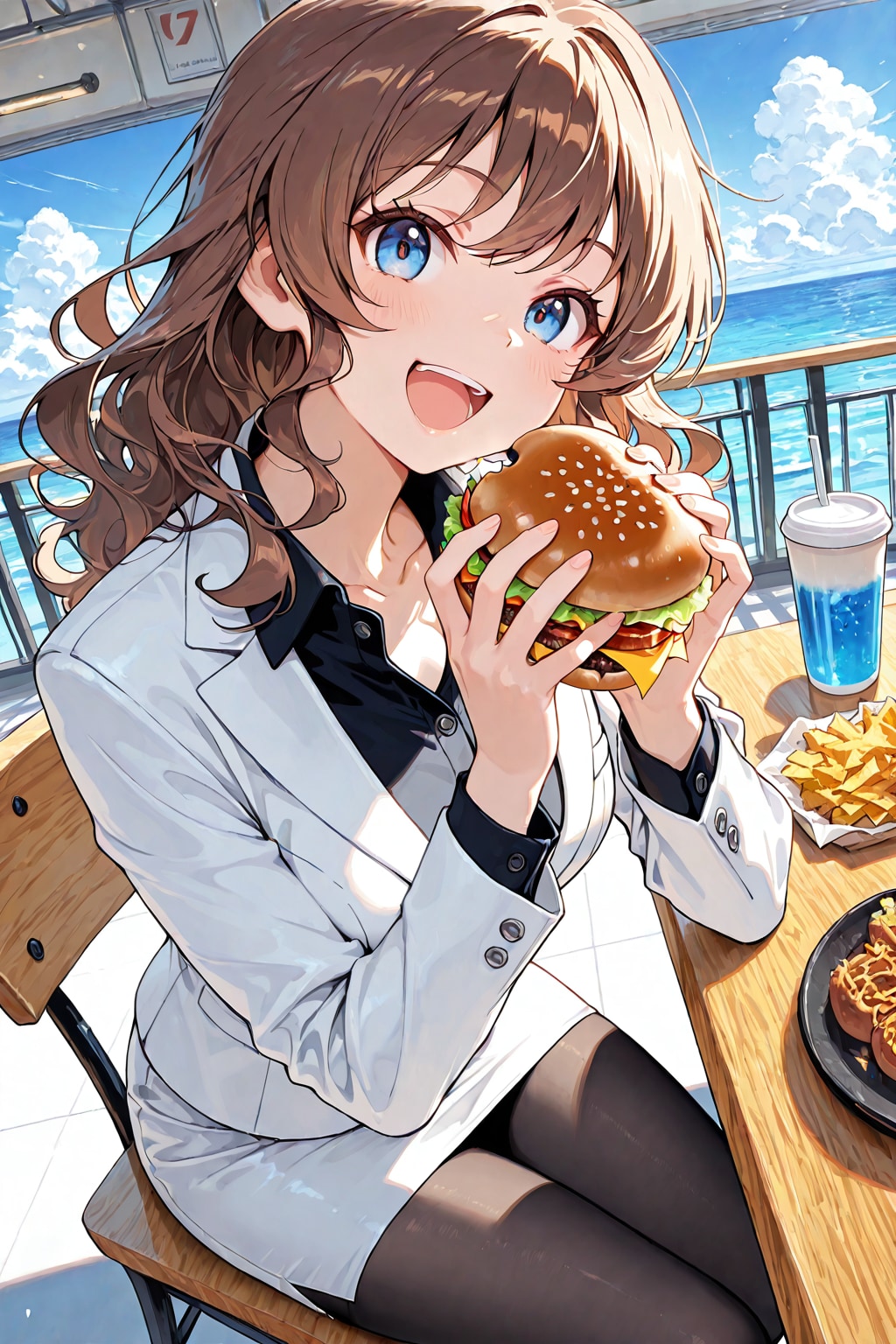 ハンバーガーを食べる脇役ちゃん(企画参加)