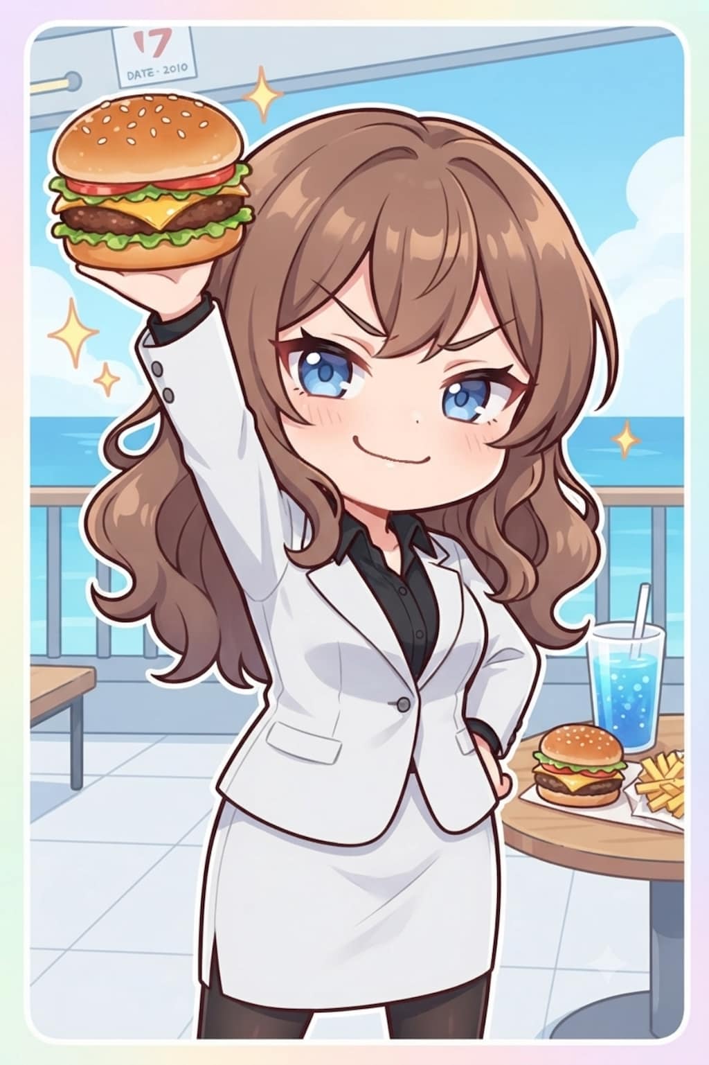 ハンバーガーを食べる脇役ちゃん(企画参加)