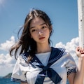 制服女子　海辺 6枚目