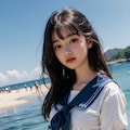 制服女子　海辺 5枚目