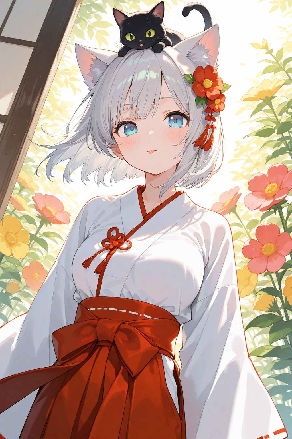 舌をしまいわすれた猫巫女様