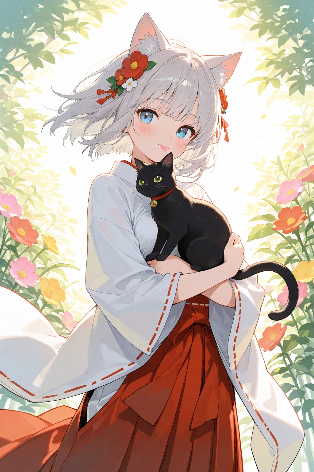 舌をしまいわすれた猫巫女様