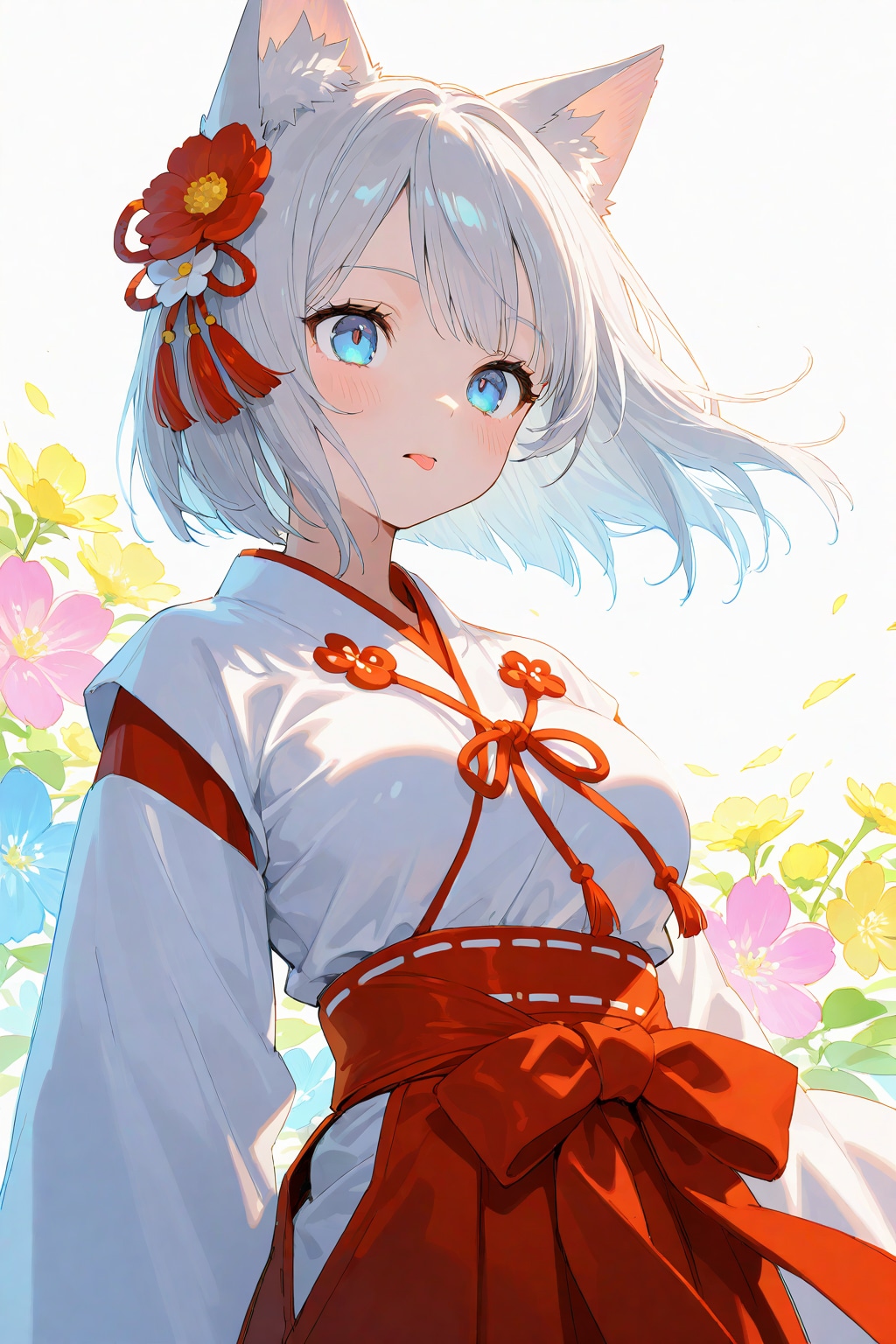 舌をしまいわすれた猫巫女様