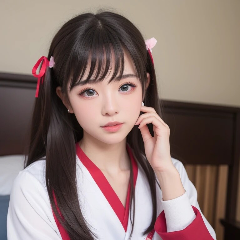 黒髪ロングで巫女服の美女４８ | の人気AIイラスト・グラビア