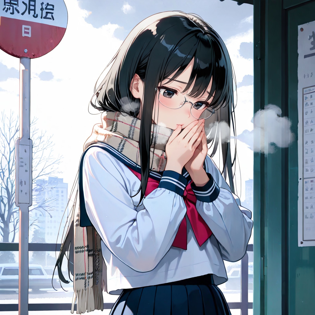 詩織ちゃん、通学風景（秋）