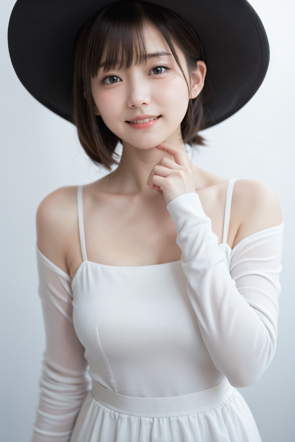 白いミニドレスの女性