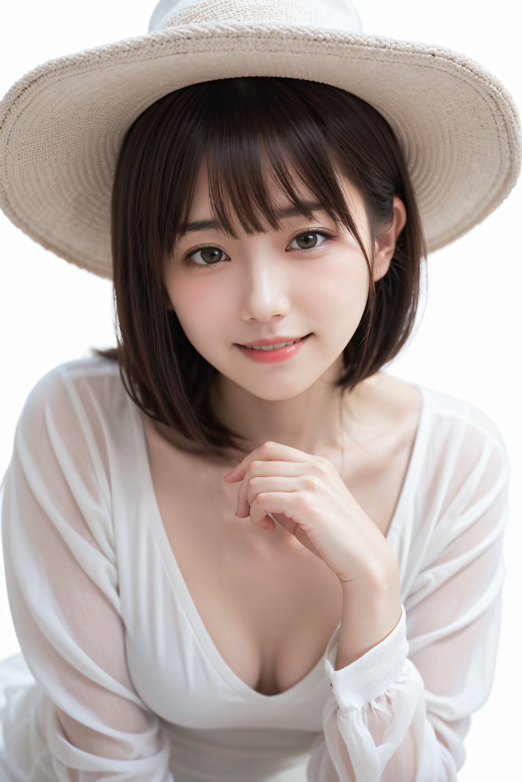 白いミニドレスの女性