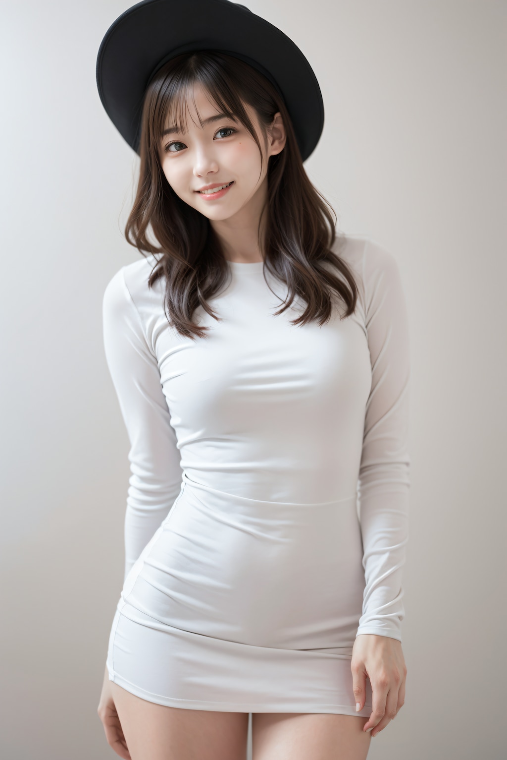 白いミニドレスの女性