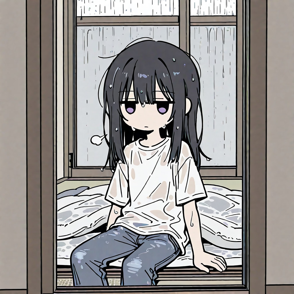 ずぶ濡れジト目ガール