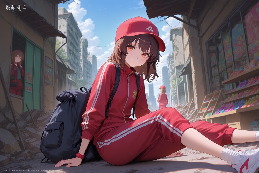 座るふわ子とピエロ