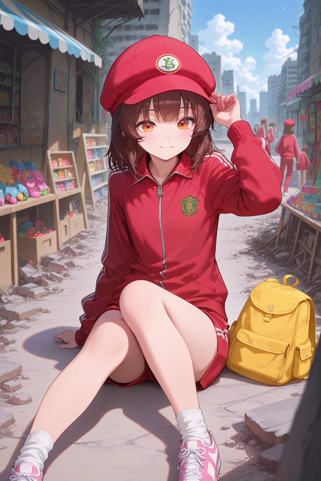 座るふわ子とピエロ