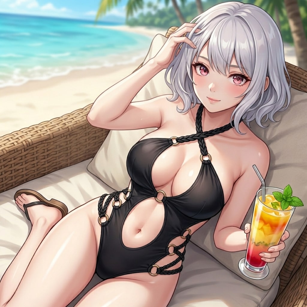 黒ワンピース水着