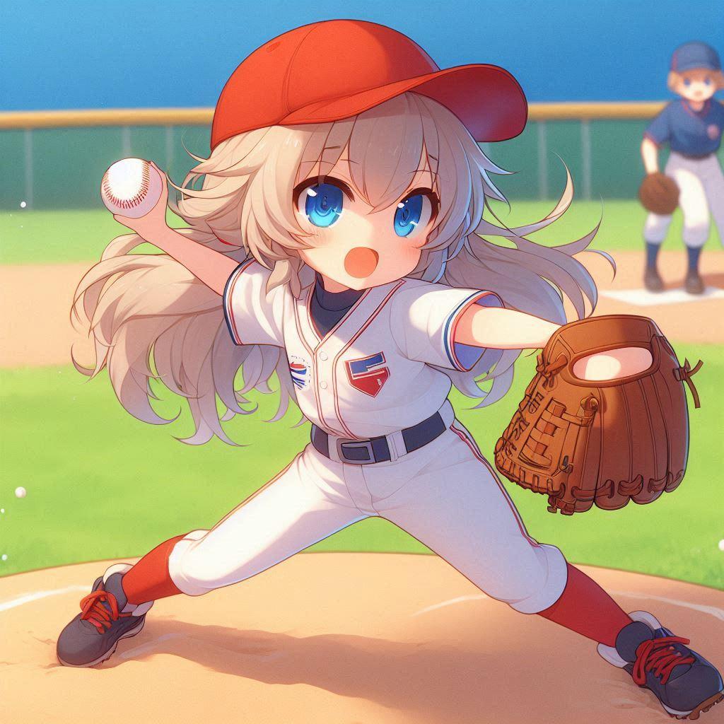 野球部ピッチャーの小さな女の子 | の人気AIイラスト・グラビア