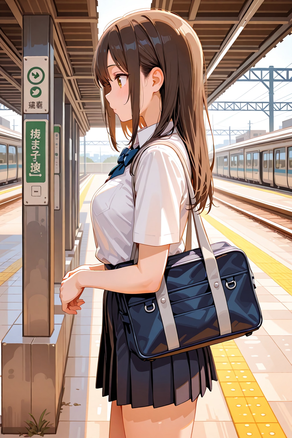 電車を待つ少女