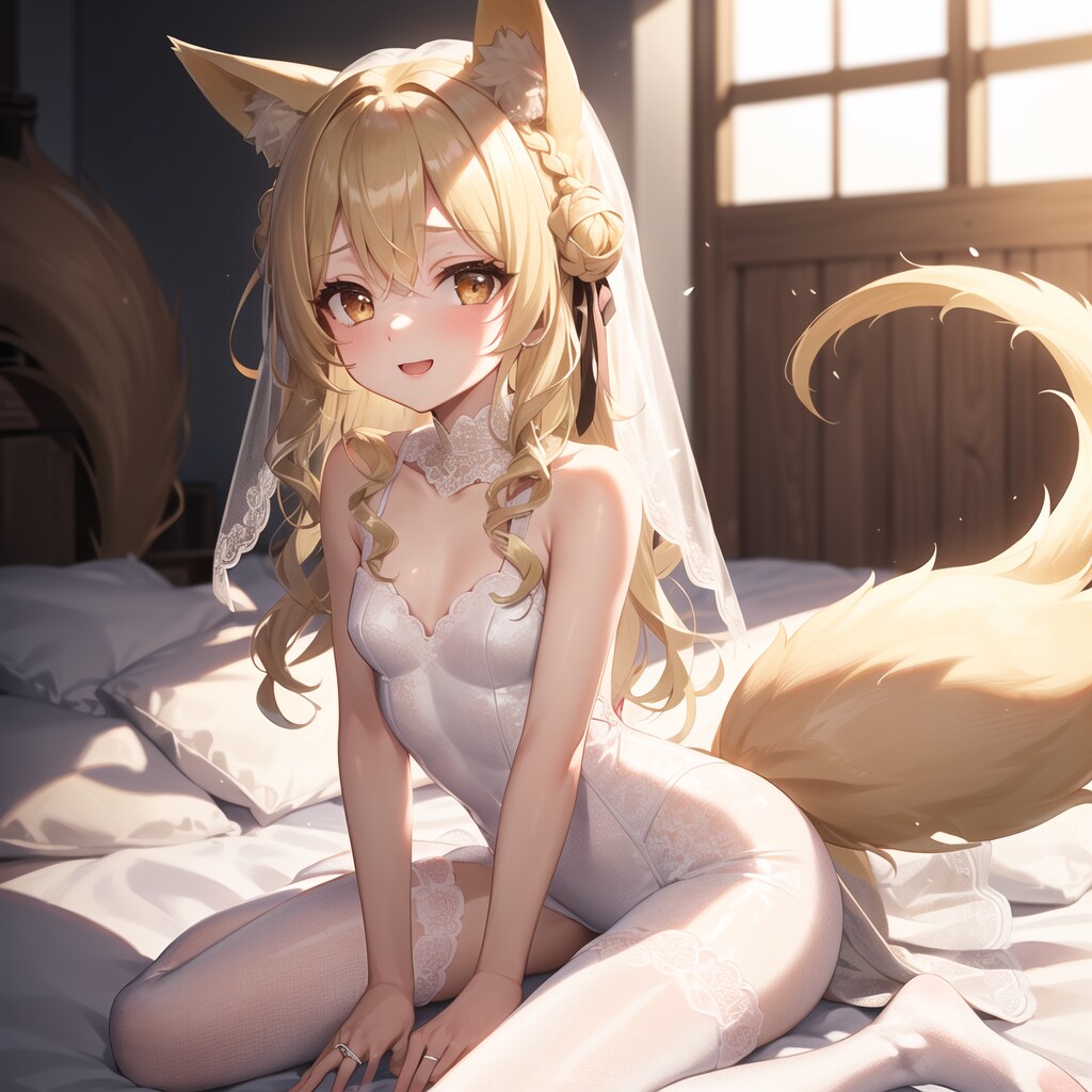 狐っ娘にウェディングドレスを