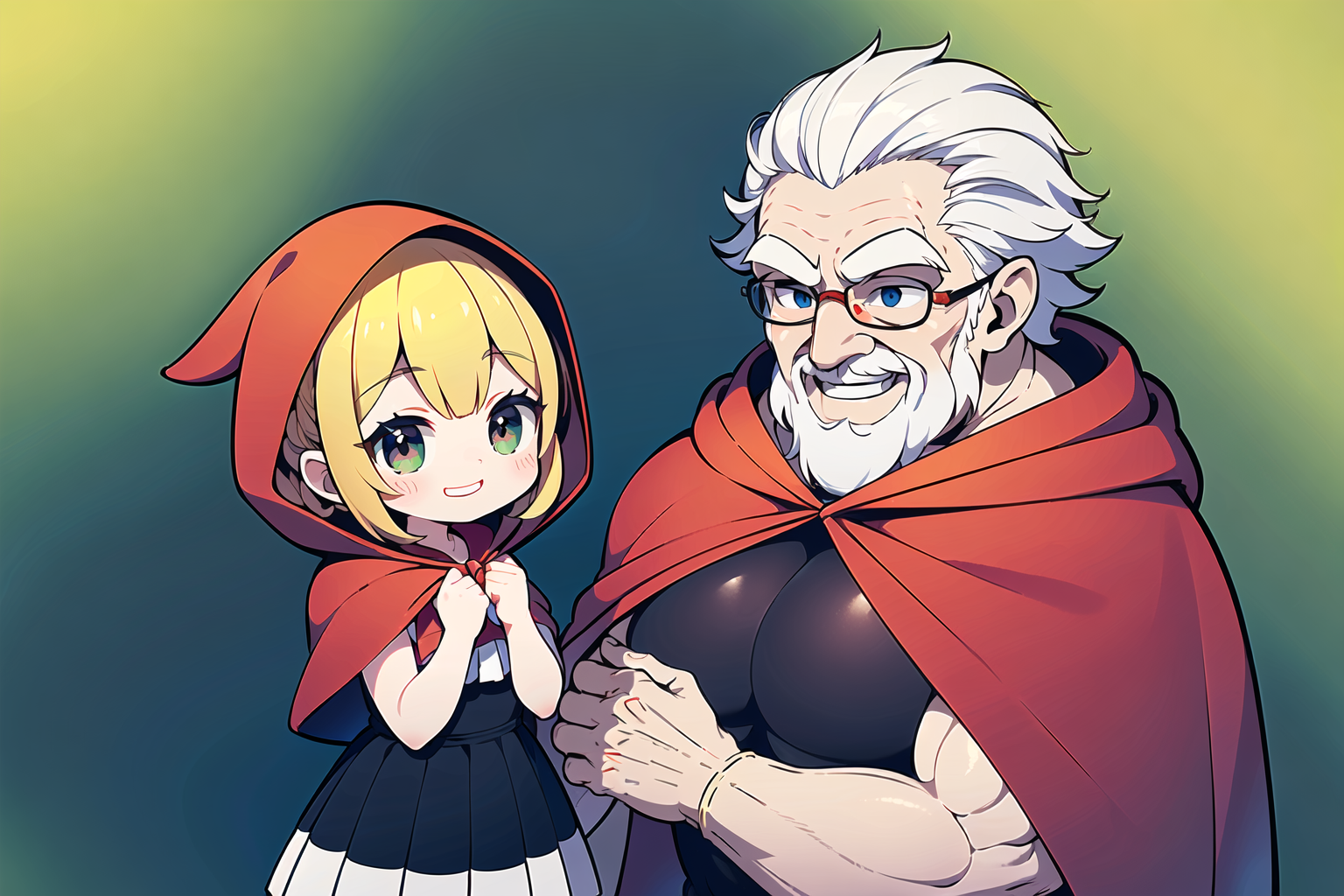 赤ずきんちゃんとおじいちゃん(ムキムキ💪)
