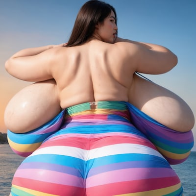 カラフルな水着を着なくても、十分に目立ってますよ