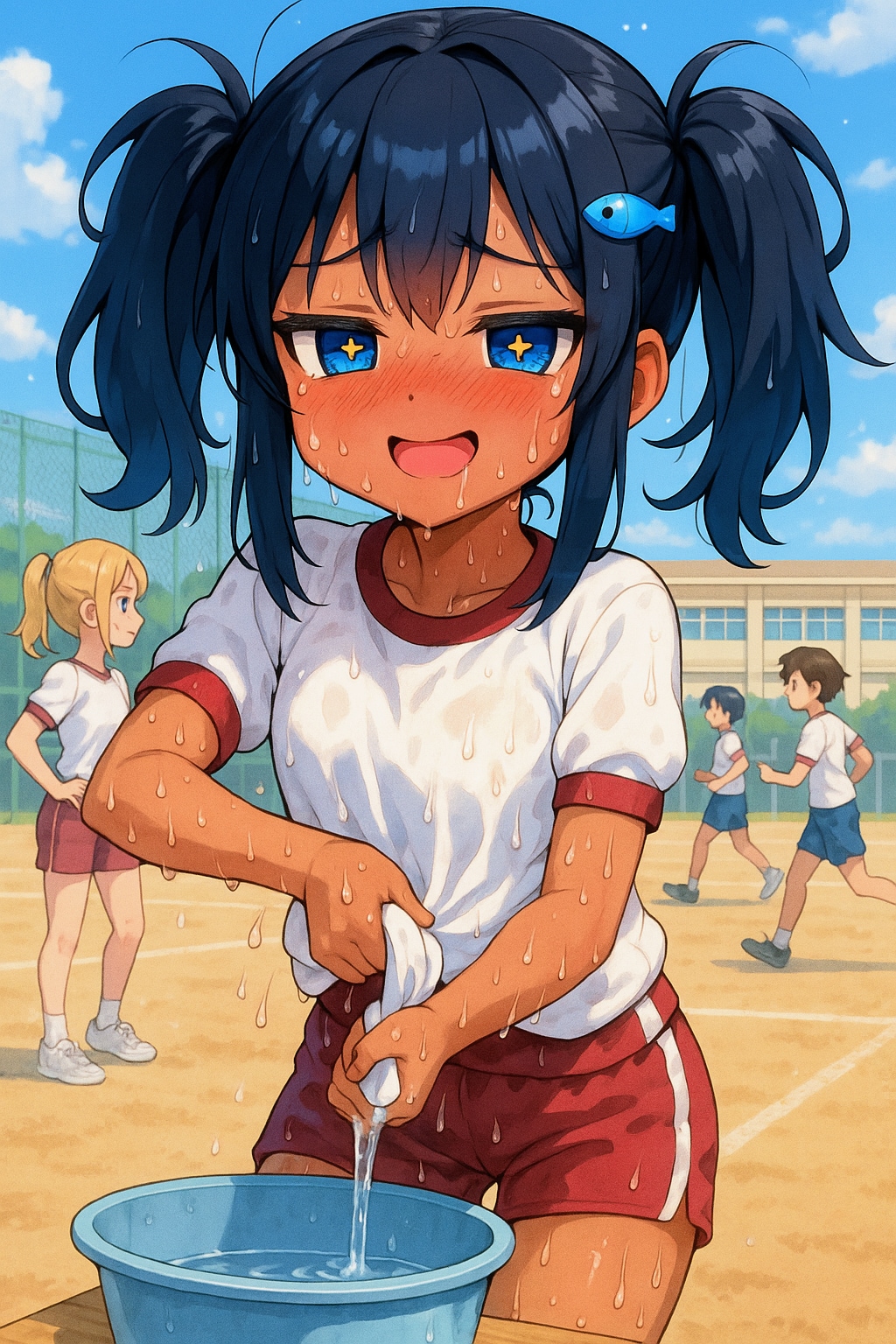 体育で汗だくなこなつちゃん