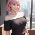 オフショルダーTシャツ美女 3枚目