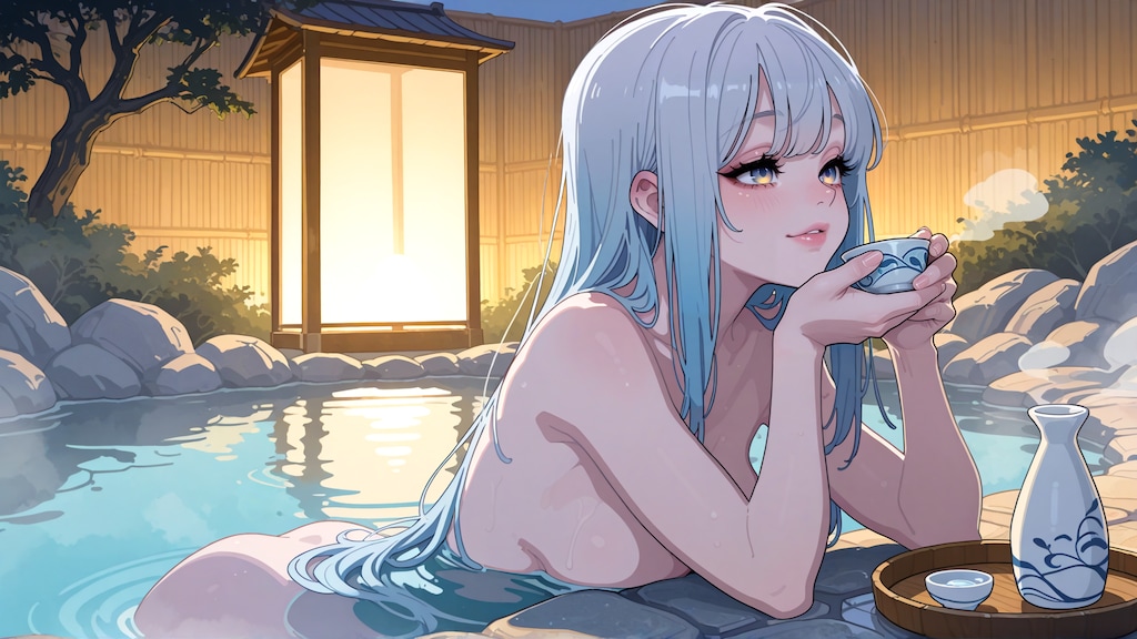 風呂上がりの一杯も良いけど月見酒もいいねぇ。ちょっと早いけど