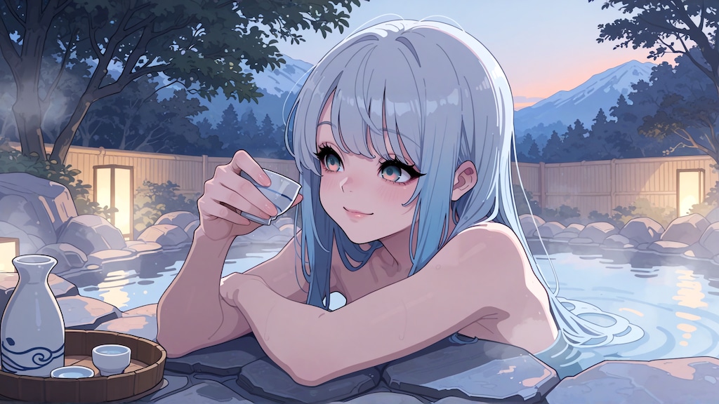 風呂上がりの一杯も良いけど月見酒もいいねぇ。ちょっと早いけど