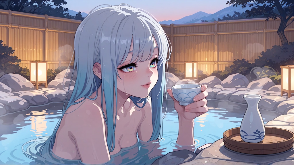 風呂上がりの一杯も良いけど月見酒もいいねぇ。ちょっと早いけど