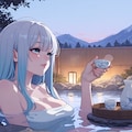 風呂上がりの一杯も良いけど月見酒もいいねぇ。ちょっと早いけど 4枚目
