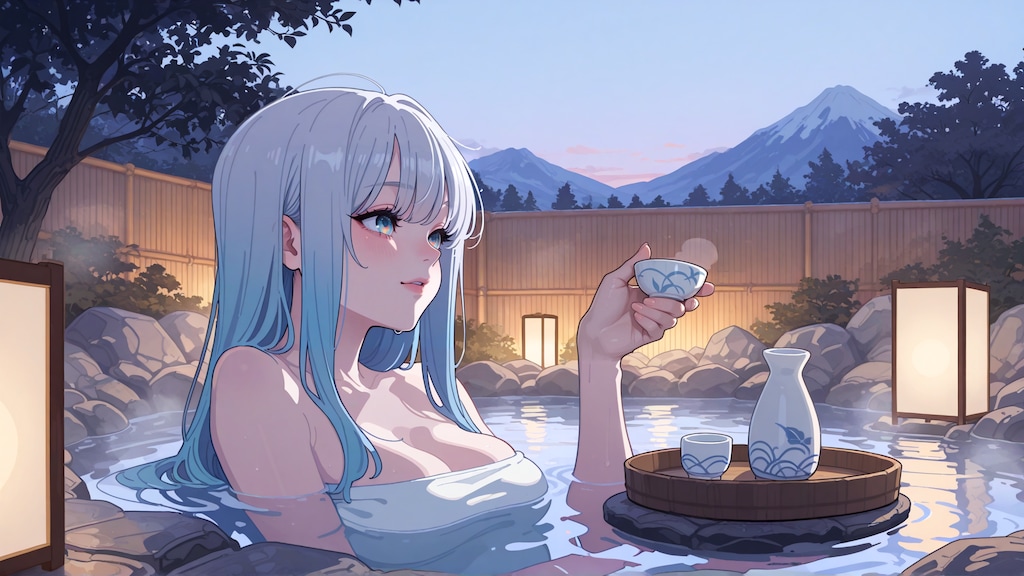 風呂上がりの一杯も良いけど月見酒もいいねぇ。ちょっと早いけど