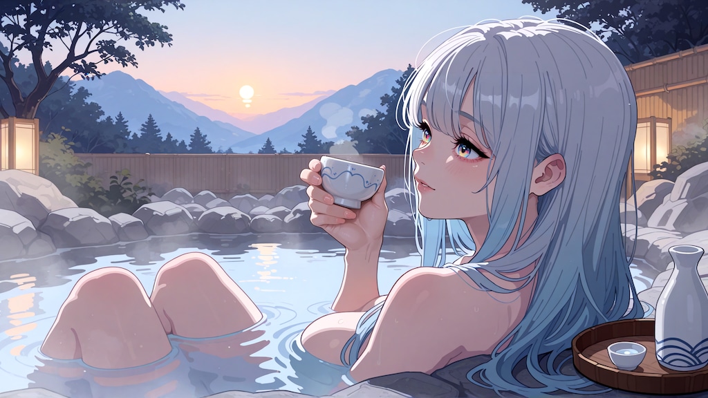 風呂上がりの一杯も良いけど月見酒もいいねぇ。ちょっと早いけど