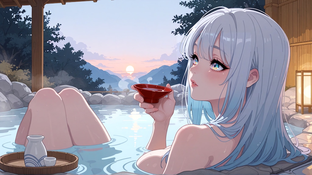 風呂上がりの一杯も良いけど月見酒もいいねぇ。ちょっと早いけど