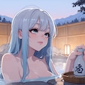 風呂上がりの一杯も良いけど月見酒もいいねぇ。ちょっと早いけど 2枚目