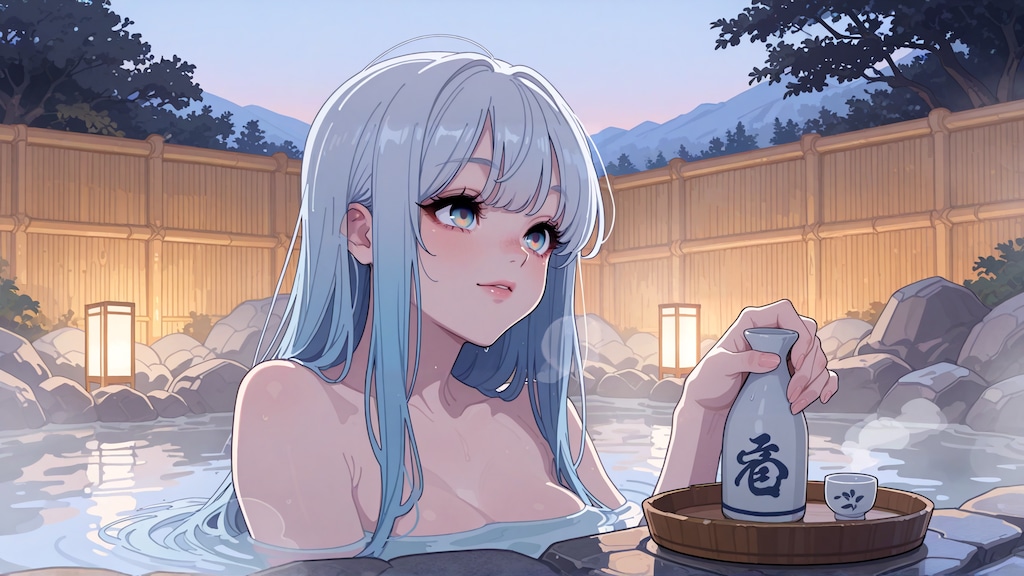 風呂上がりの一杯も良いけど月見酒もいいねぇ。ちょっと早いけど