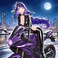 ラバースーツの雷電将軍とバイク(ちちぷい版) 2枚目