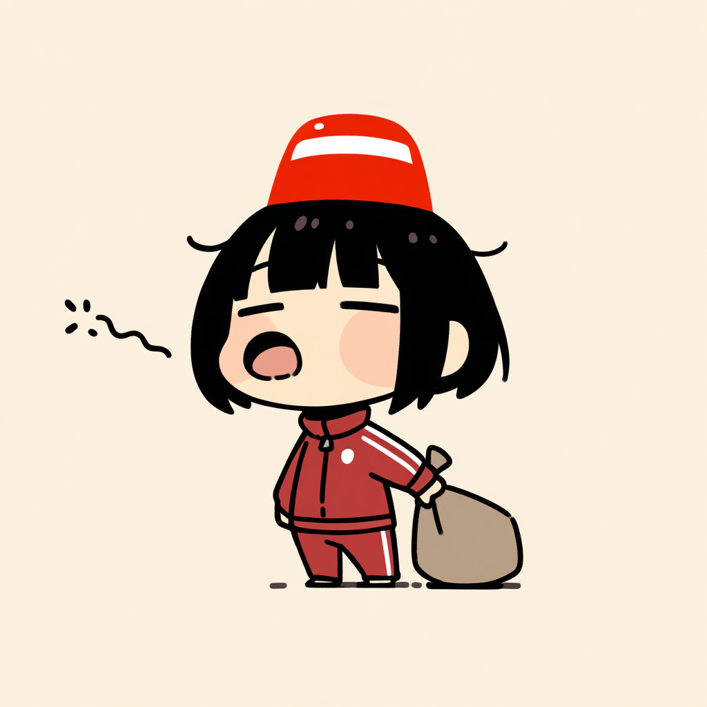 ふぁ～くそ眠みなのです～。ゴミだししたらご飯食べて支度するのです～。