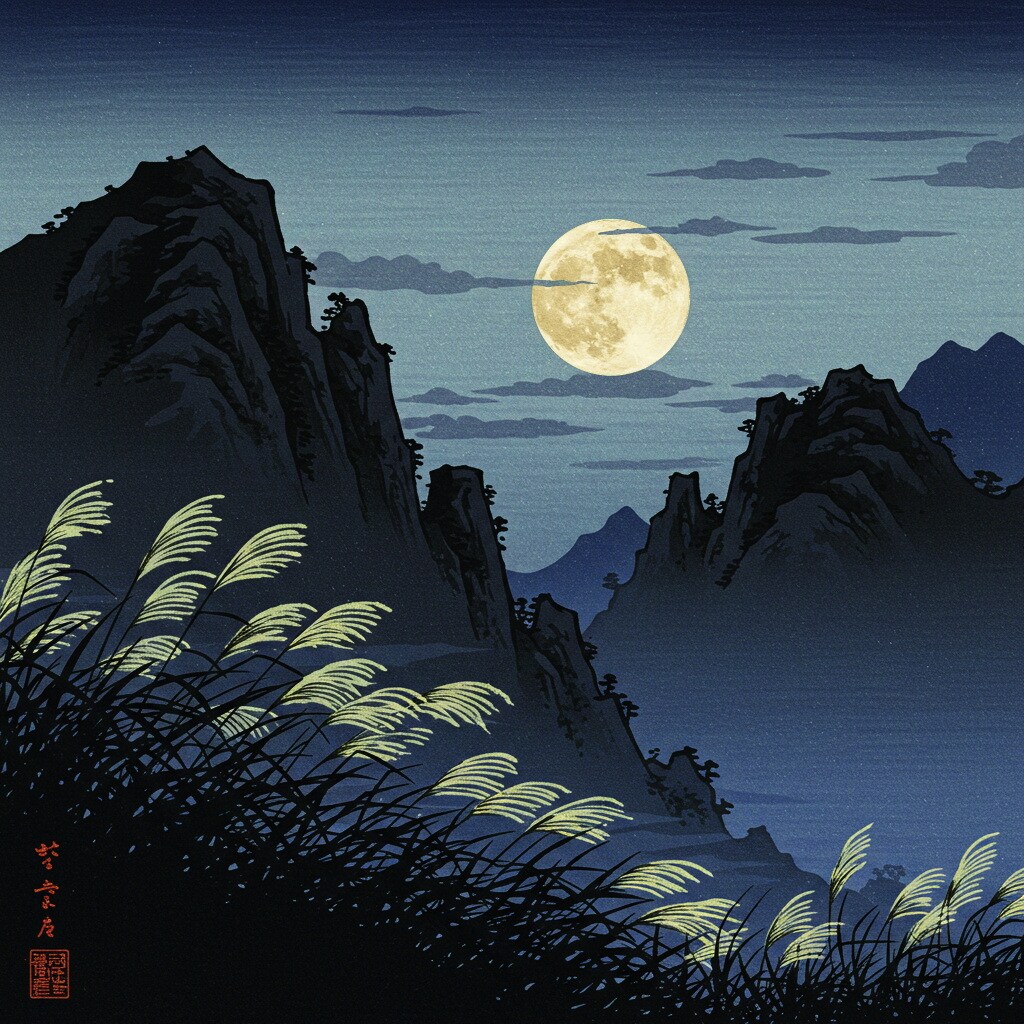 名月１･芒と山嶺