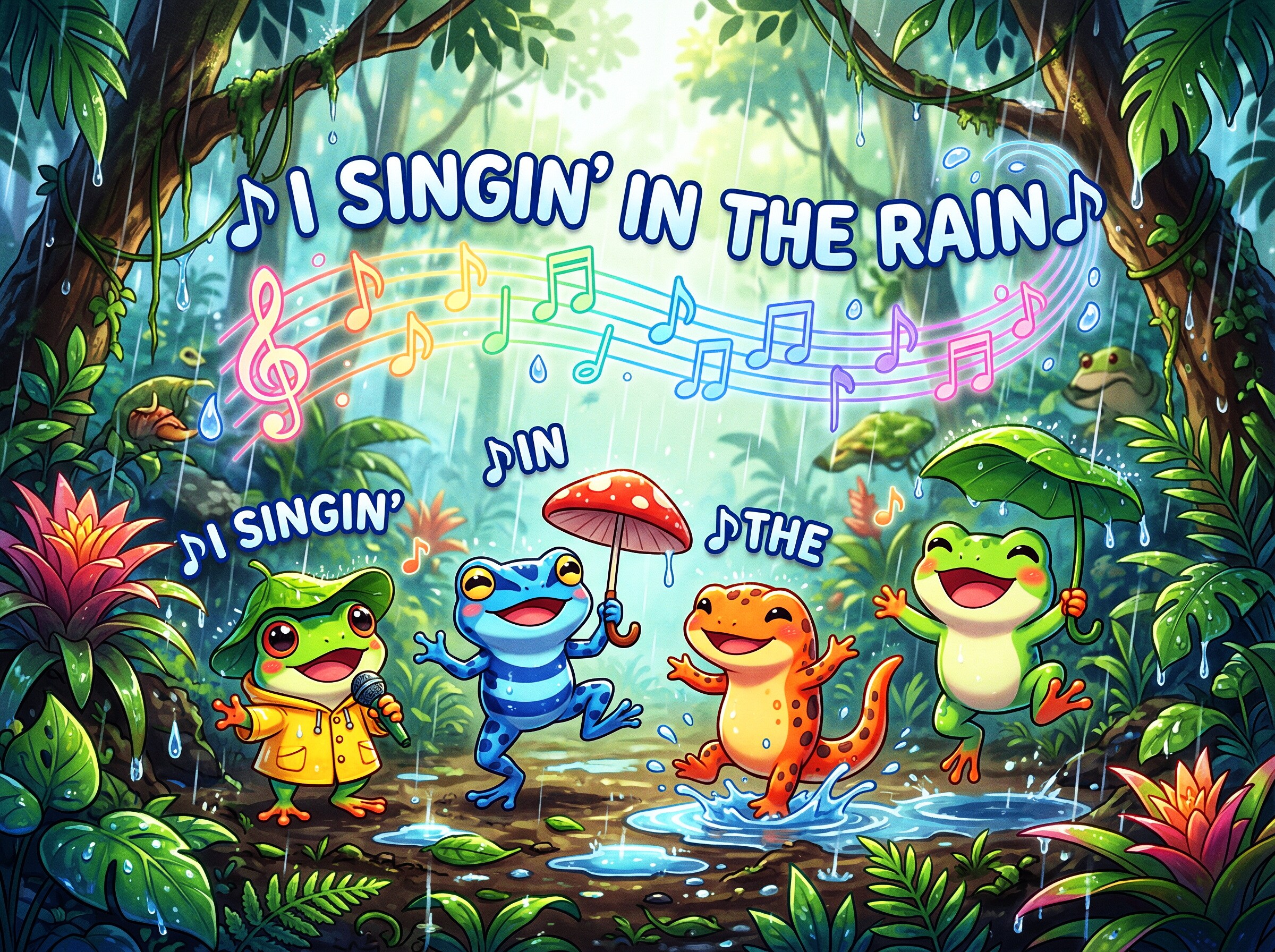 雨季を迎えてウキウキしている両生類たち
