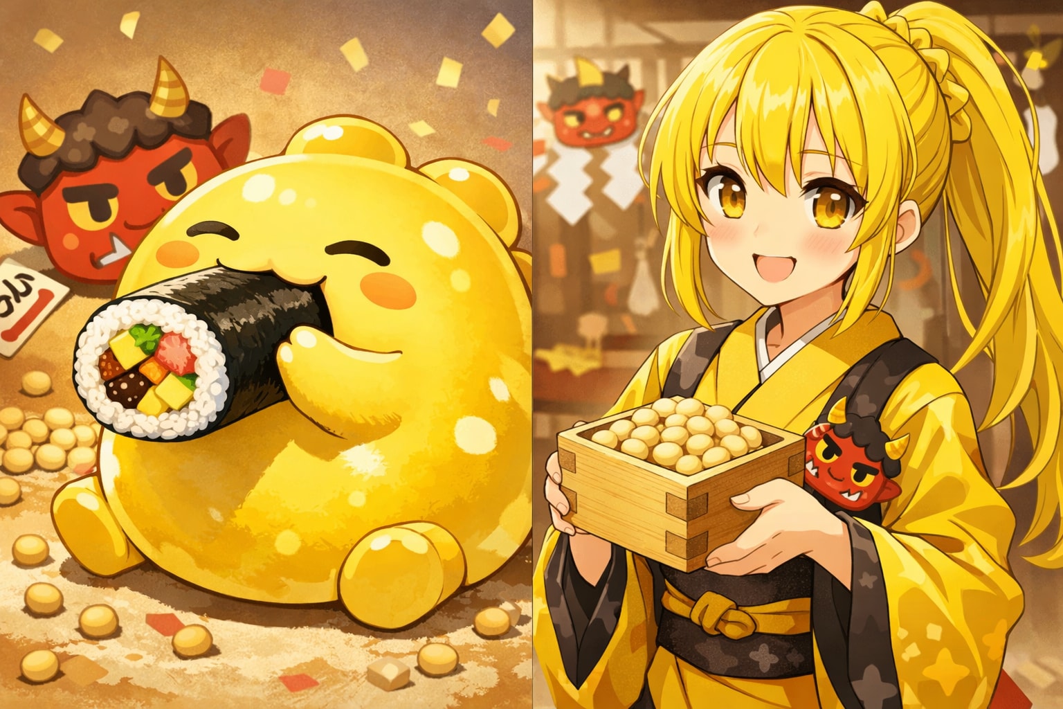黄ぽにちゃんの節分 | の人気AIイラスト・グラビア