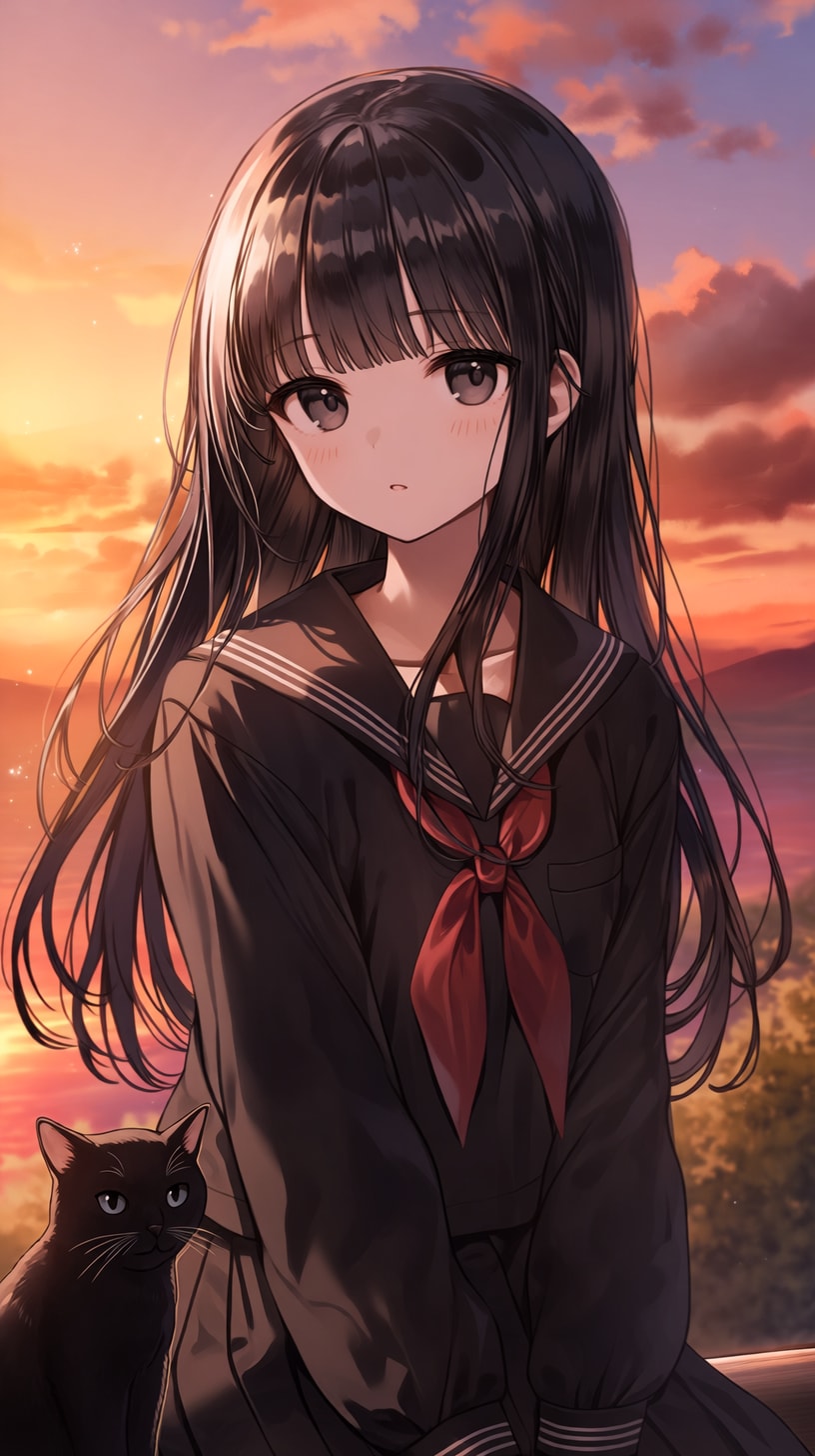 夕暮れに揺れる髪 | の人気AIイラスト・グラビア