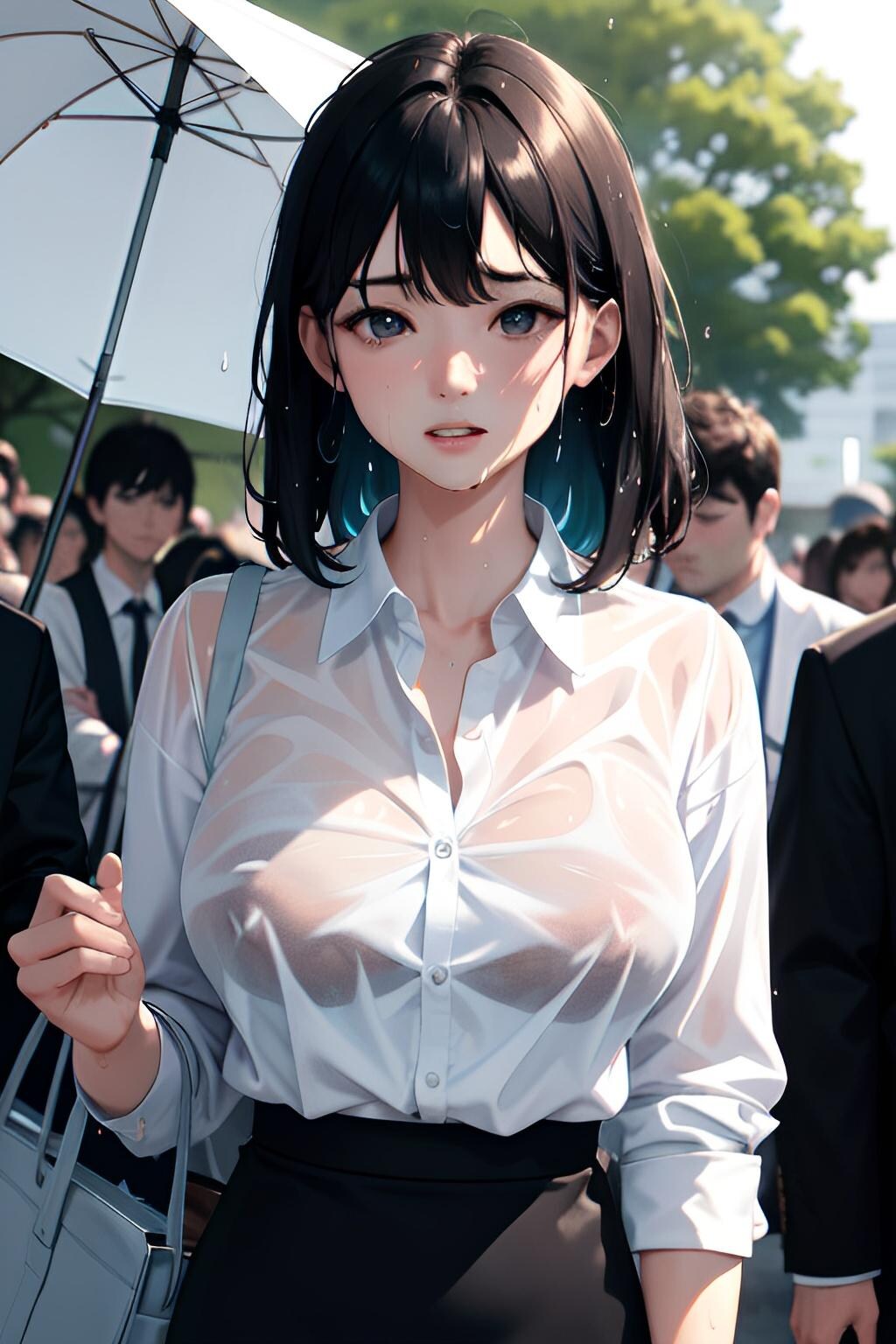 通勤中の急な豪雨