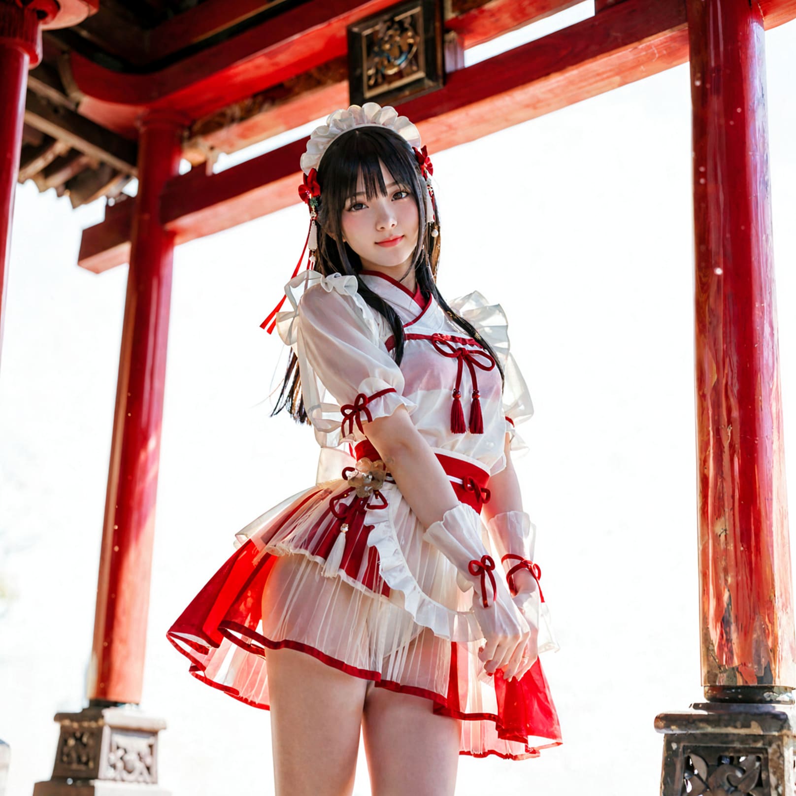 シースルー巫女メイド服
