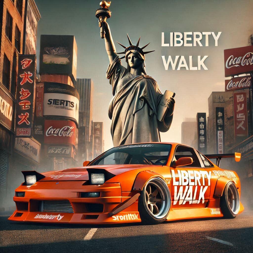 オレンジカラーリバティーウォーク日産240SXのドリ車