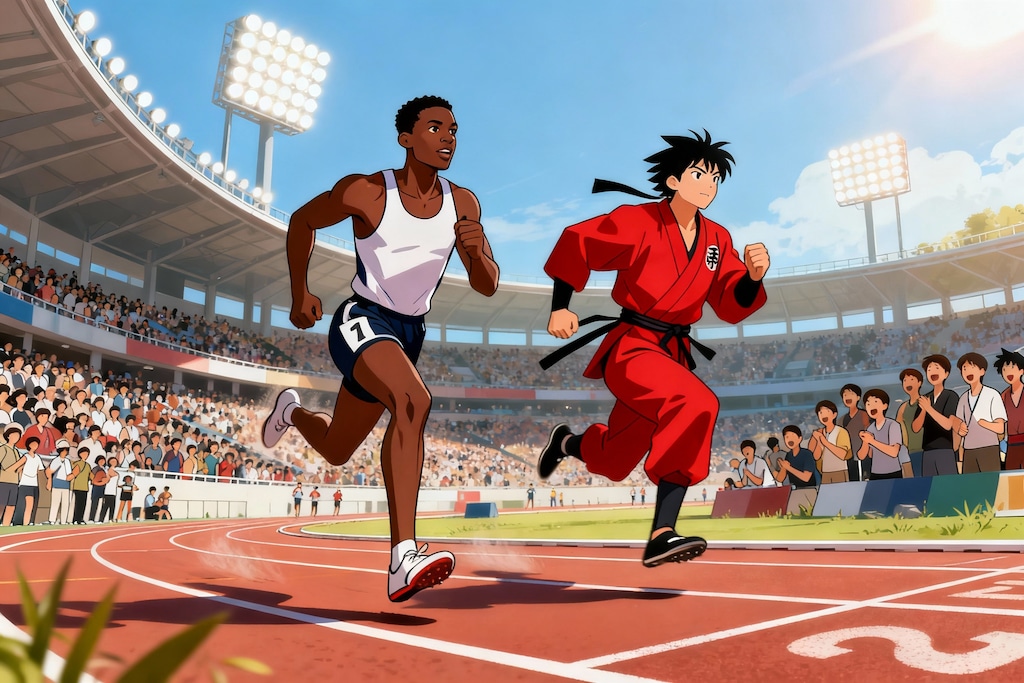 黒人陸上選手vs忍者