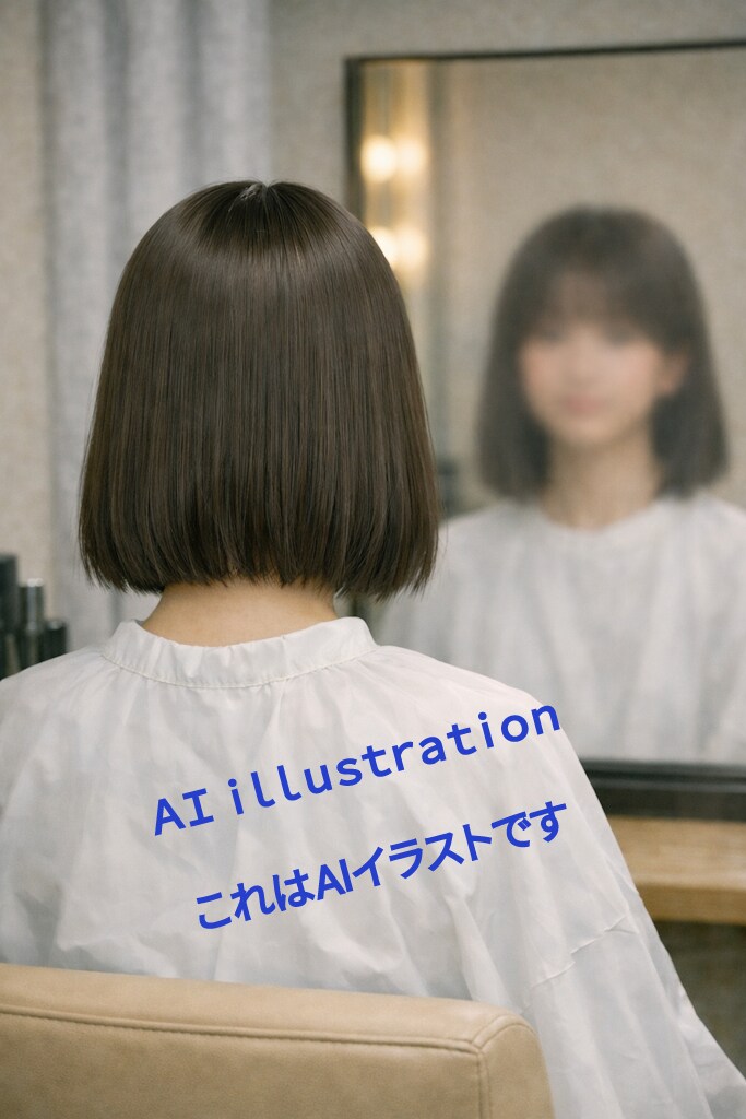 初めてのバッサリ。   彼女が何年も愛でてきた髪が、   鋏の音とともに落ちていくまで──ほんの数分。   その残酷な時間は、   あまりにも短く、あまりにも美しかった。 | の人気AIイラスト・グラビア