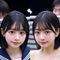 電車内JK脱衣比較 5枚目