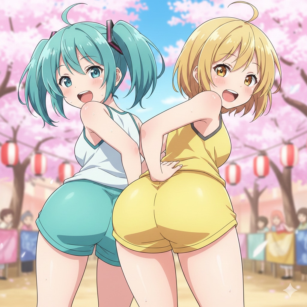 ミクさんリンさん 尻相撲(￣∇￣)丿ﾉｺｯﾀﾉｺｯﾀ