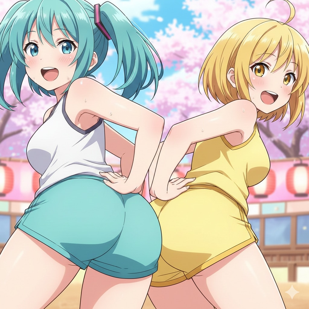 ミクさんリンさん 尻相撲(￣∇￣)丿ﾉｺｯﾀﾉｺｯﾀ